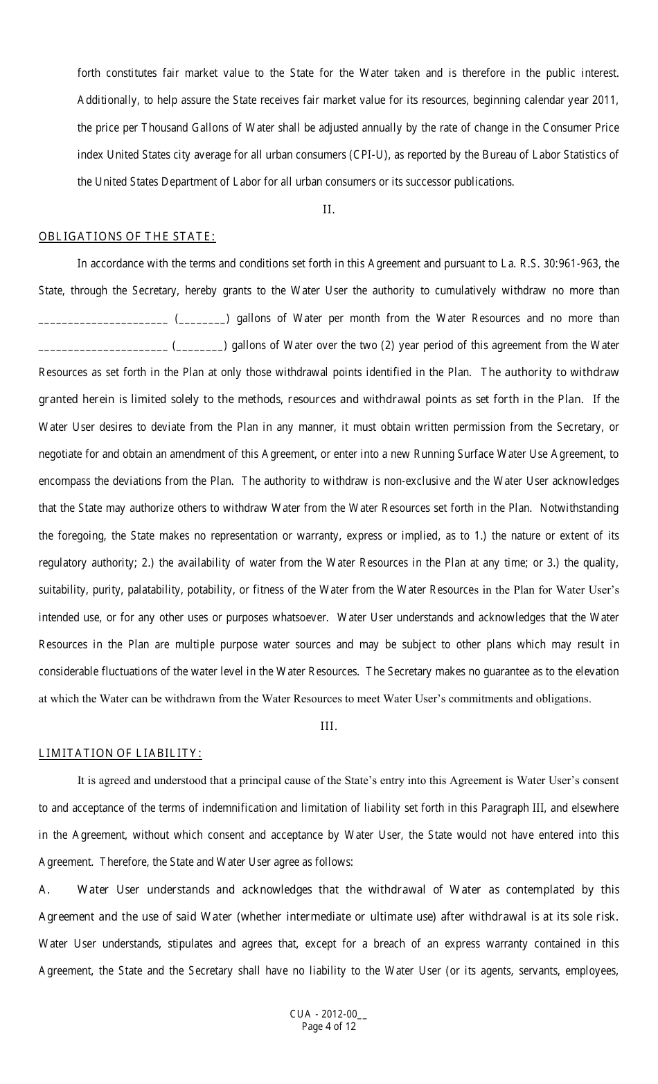 Louisiana Running Surface Water Use Cooperative Endeavor Agreement - Louisiana, Page 4