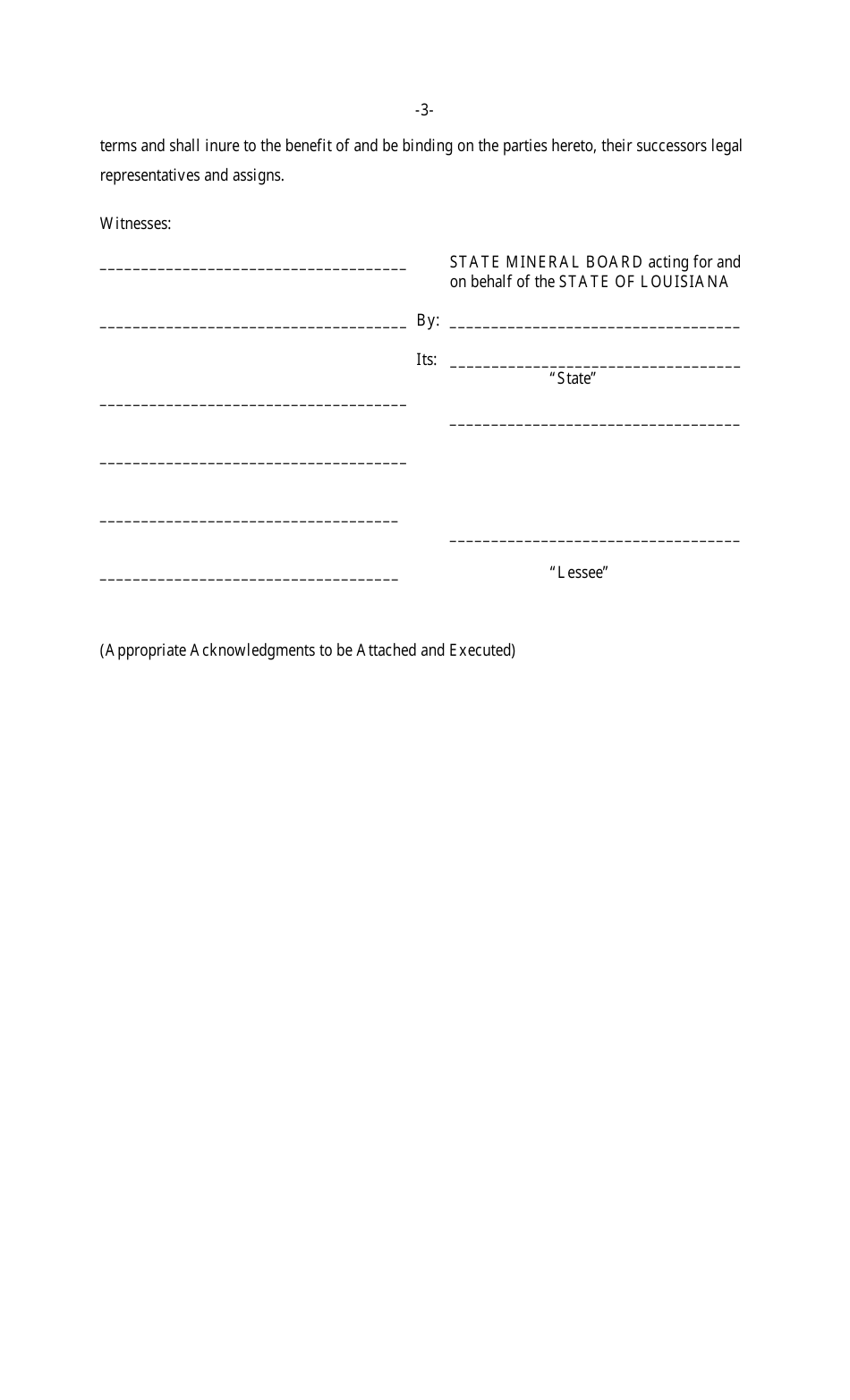 Agreement to Defer Production of State Royalty Gas - Louisiana, Page 3