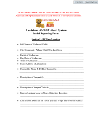 Document preview: Louisiana Amber Alert System Initial Reporting Form - Louisiana