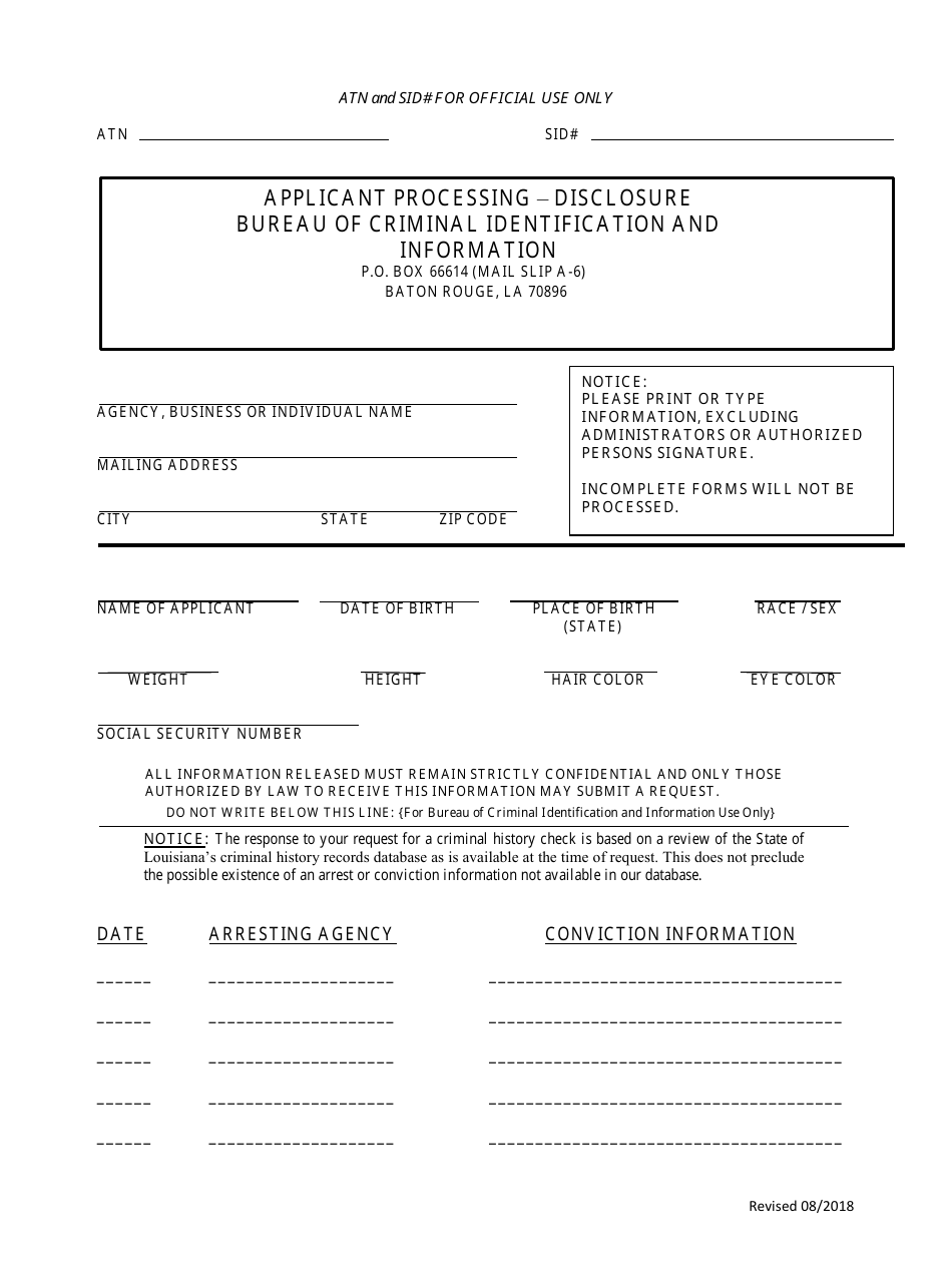 General Disclosure Form - Louisiana, Page 1