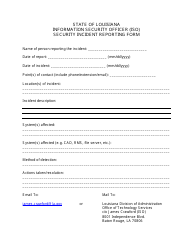 Document preview: Information Security Officer (Iso) Security Incident Reporting Form - Louisiana