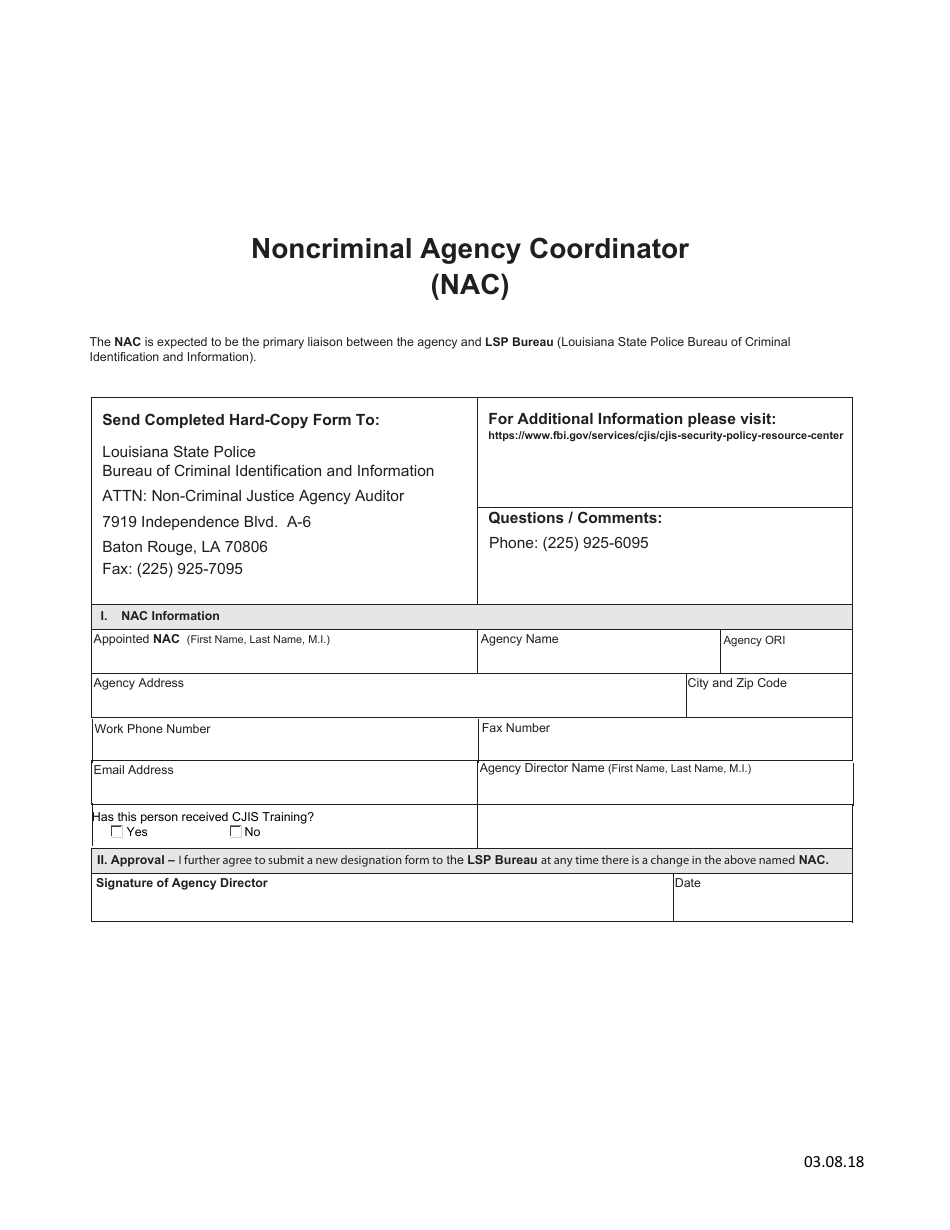 Noncriminal Agency Coordinator (Nac) - Louisiana, Page 1