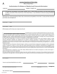 Form A Authorization for Release of Medical and Personal Information - Louisiana