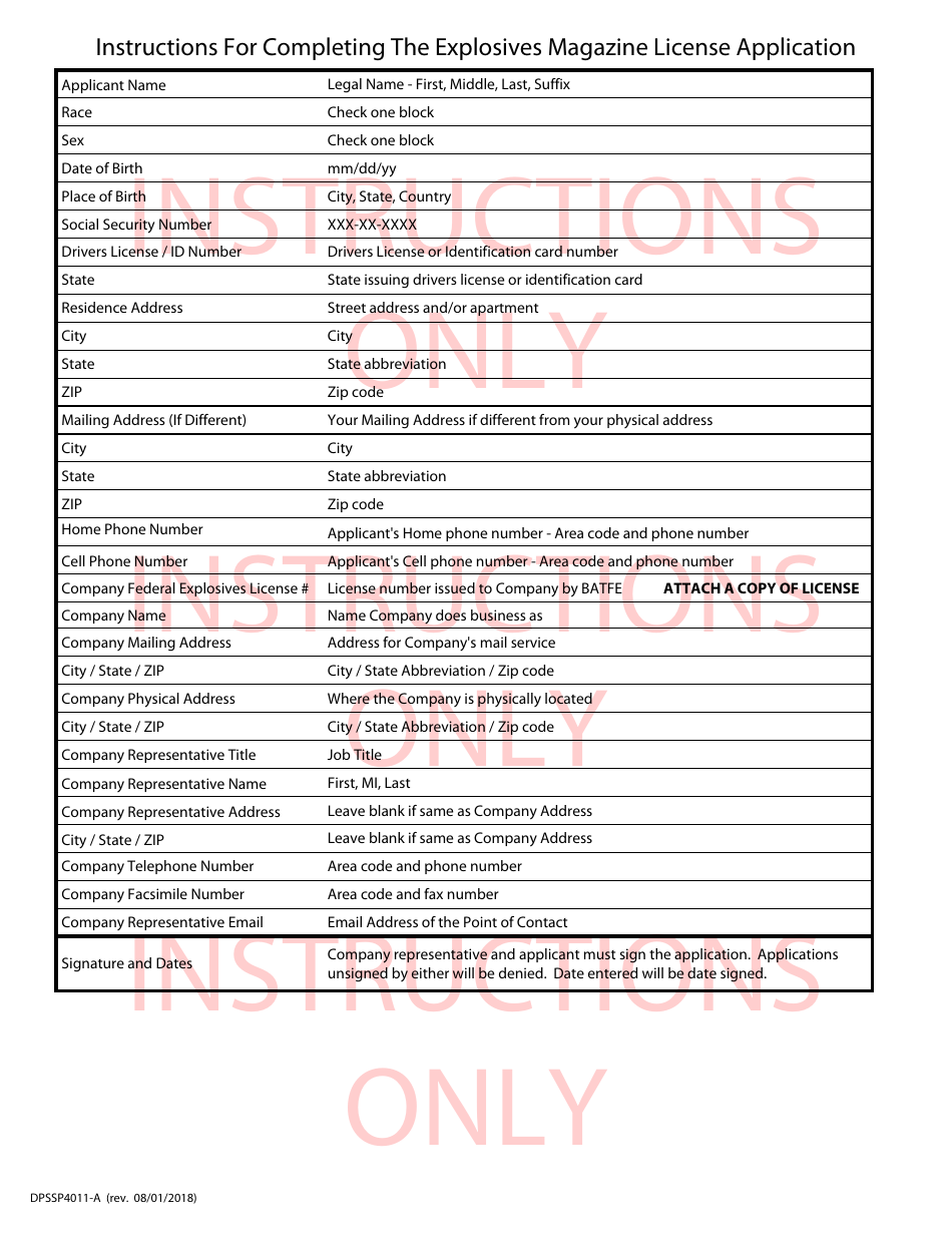 Form DPSSP4011-A Explosives Magazine License Application - Louisiana, Page 2