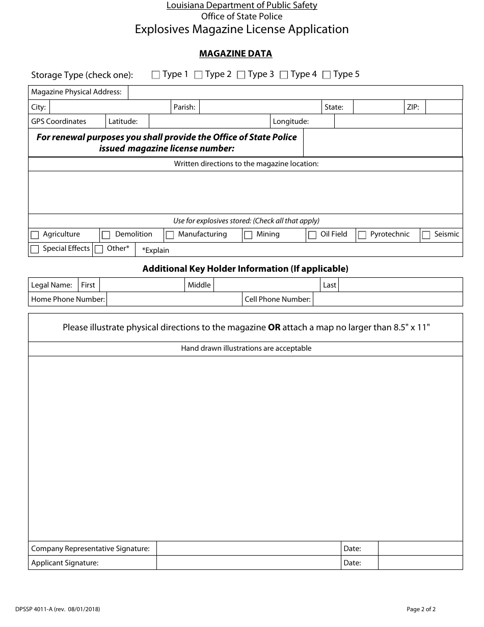 Form DPSSP4011-A Explosives Magazine License Application - Louisiana, Page 4