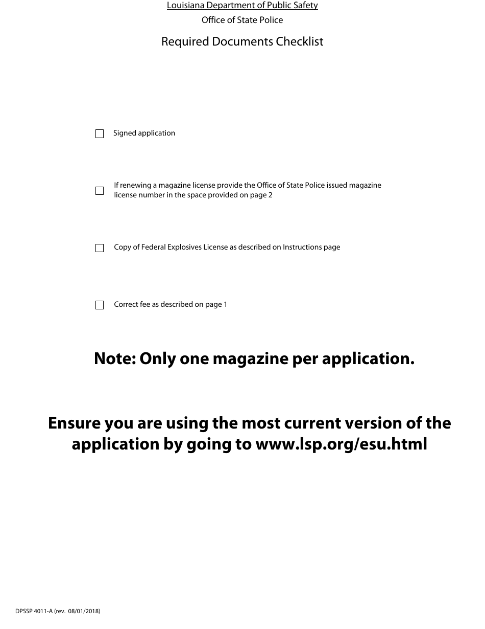 Form DPSSP4011-A Explosives Magazine License Application - Louisiana, Page 5