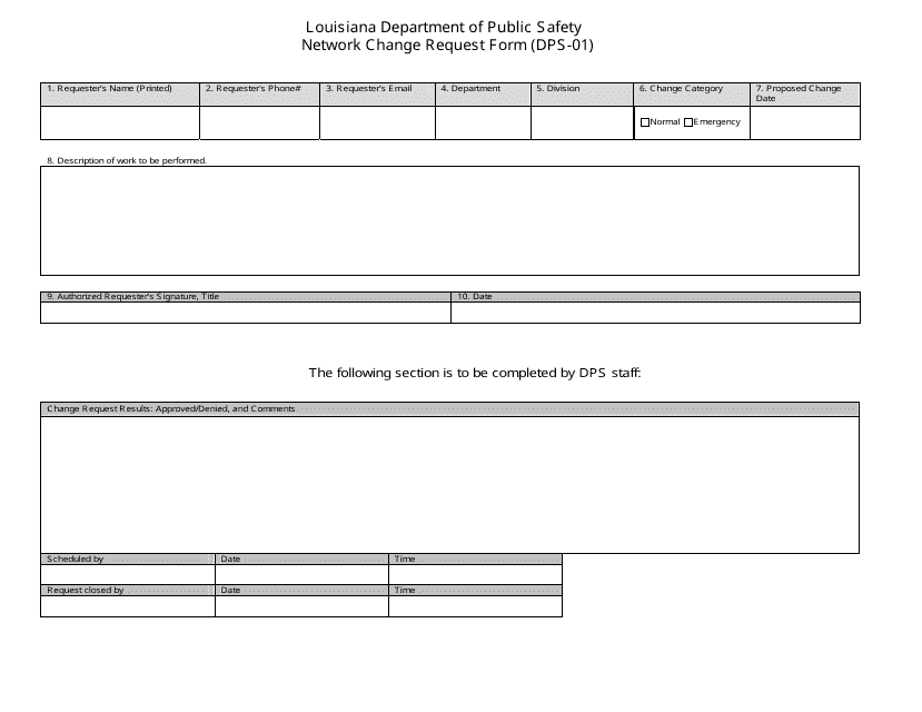 Form DPS-01 Network Change Request Form - Louisiana