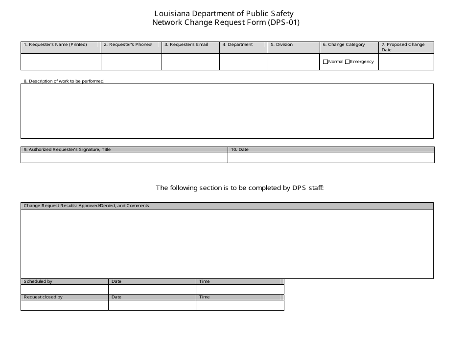 Form DPS-01 Network Change Request Form - Louisiana, Page 1