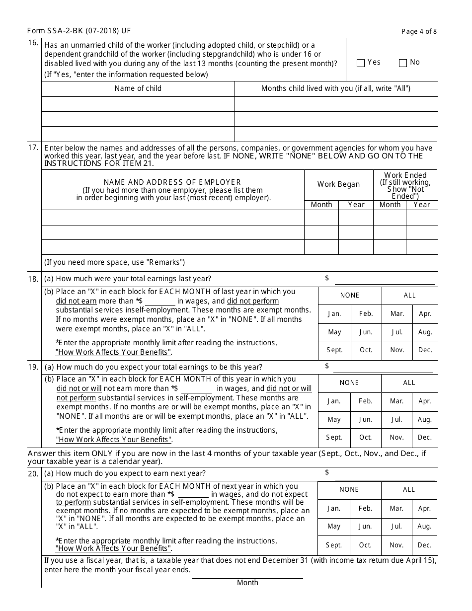 Form Ssa 2 Bk Fill Out Sign Online And Download Fillable Pdf