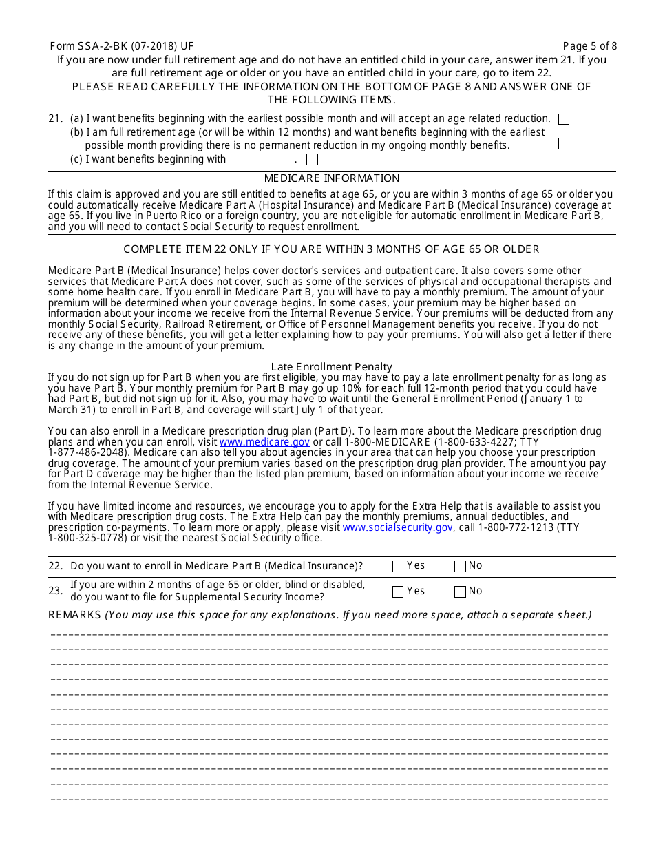 Form SSA-2-BK Application for Wifes or Husbands Insurance Benefits, Page 5