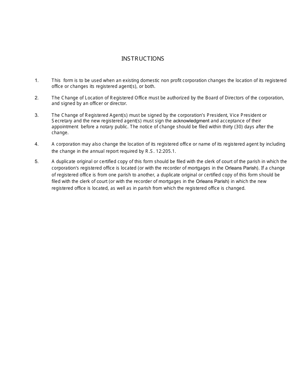 Form SS354 Notice of Change of Registered Office and / or Change of Registered Agent - Louisiana, Page 3