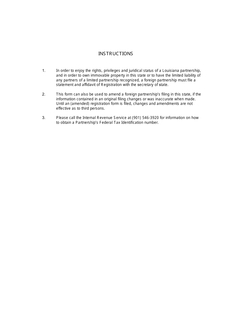 Form SS344 Statement and Affidavit of Registration of Foreign Partnership - Louisiana, Page 3