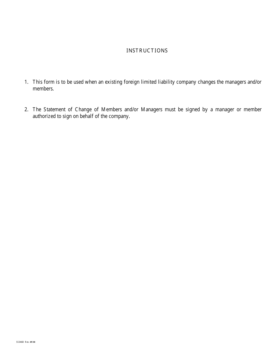 Form SS346B Statement of Change of Members and / or Managers of a Foreign Limited Liability Company - Louisiana, Page 3