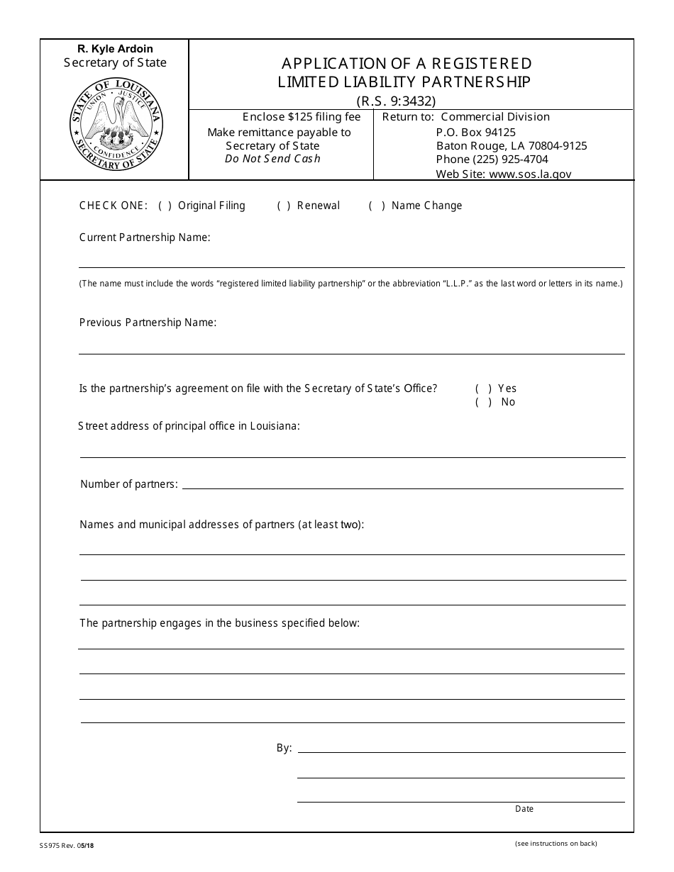 Form SS975 Application of a Registered Limited Liability Partnership - Louisiana, Page 2