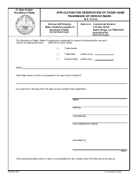 Form SS396 Application for Reservation of Trade Name Trademark or Service Mark - Louisiana, Page 2