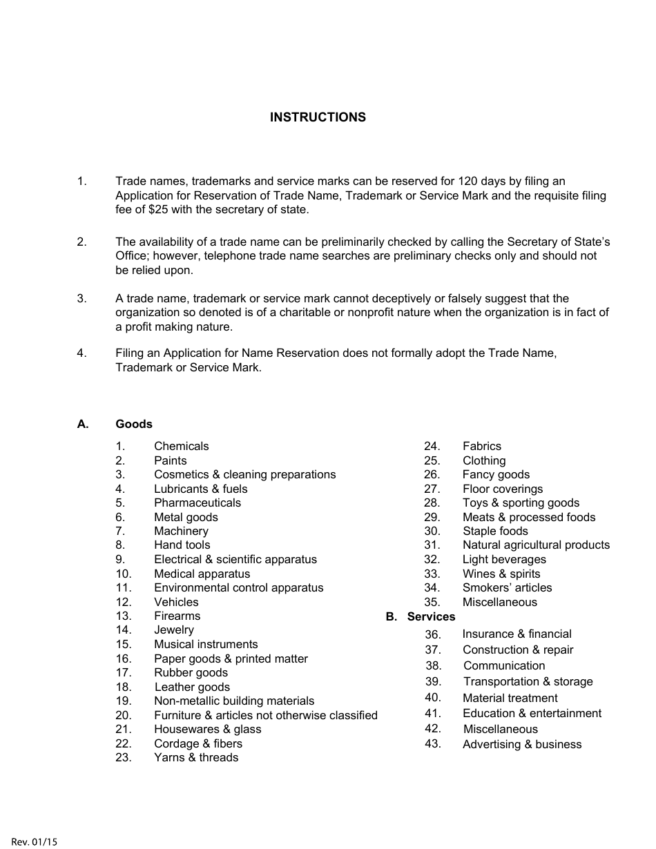 Form SS396 Application for Reservation of Trade Name Trademark or Service Mark - Louisiana, Page 3
