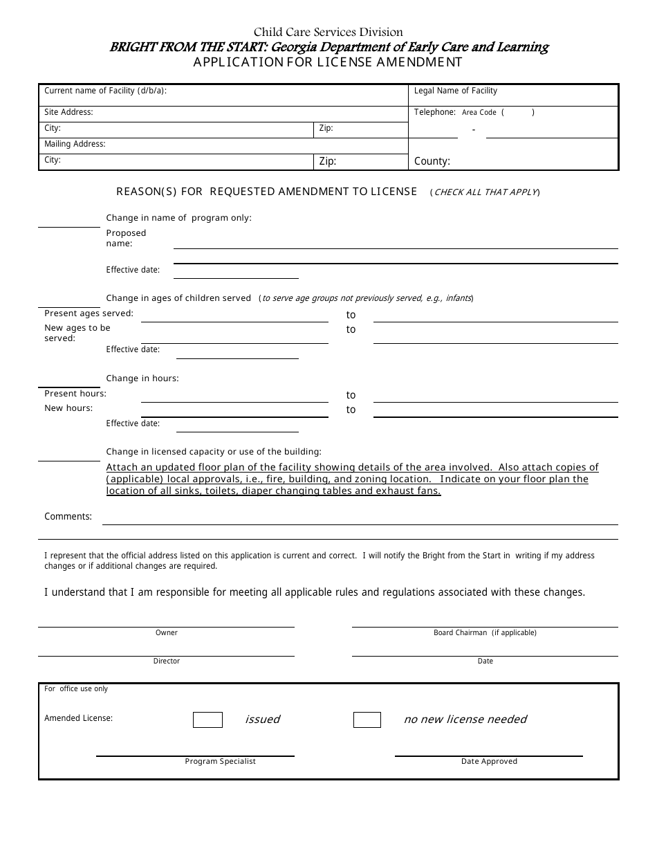 Application for License Amendment - Georgia (United States), Page 1