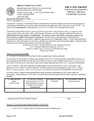 Document preview: Add-A-site Checklist - Administrative Sponsors (Adding Traditional Child/Adult Facilities) - Georgia (United States)