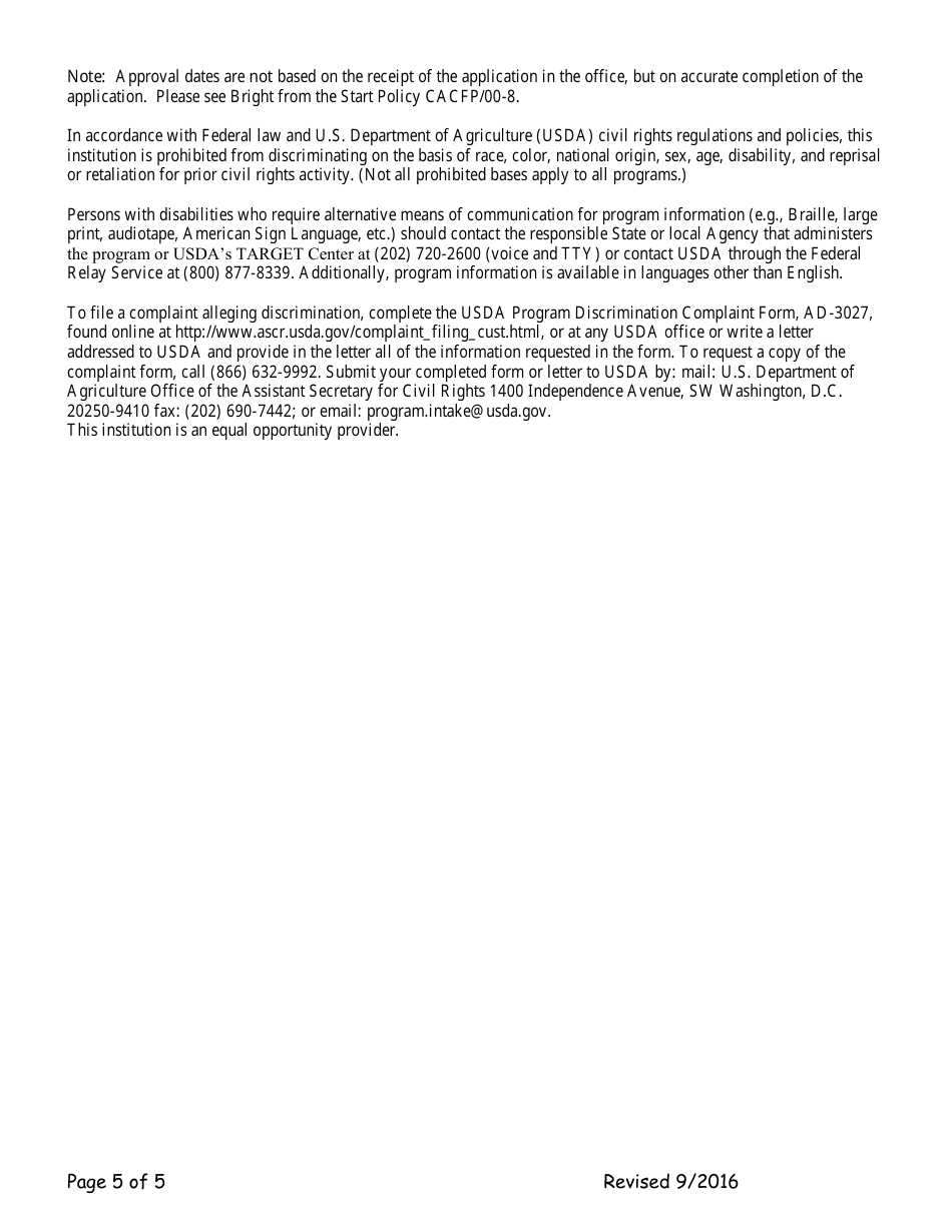 Add-A-site Checklist - Administrative Sponsors (Adding Traditional Child / Adult Facilities) - Georgia (United States), Page 5