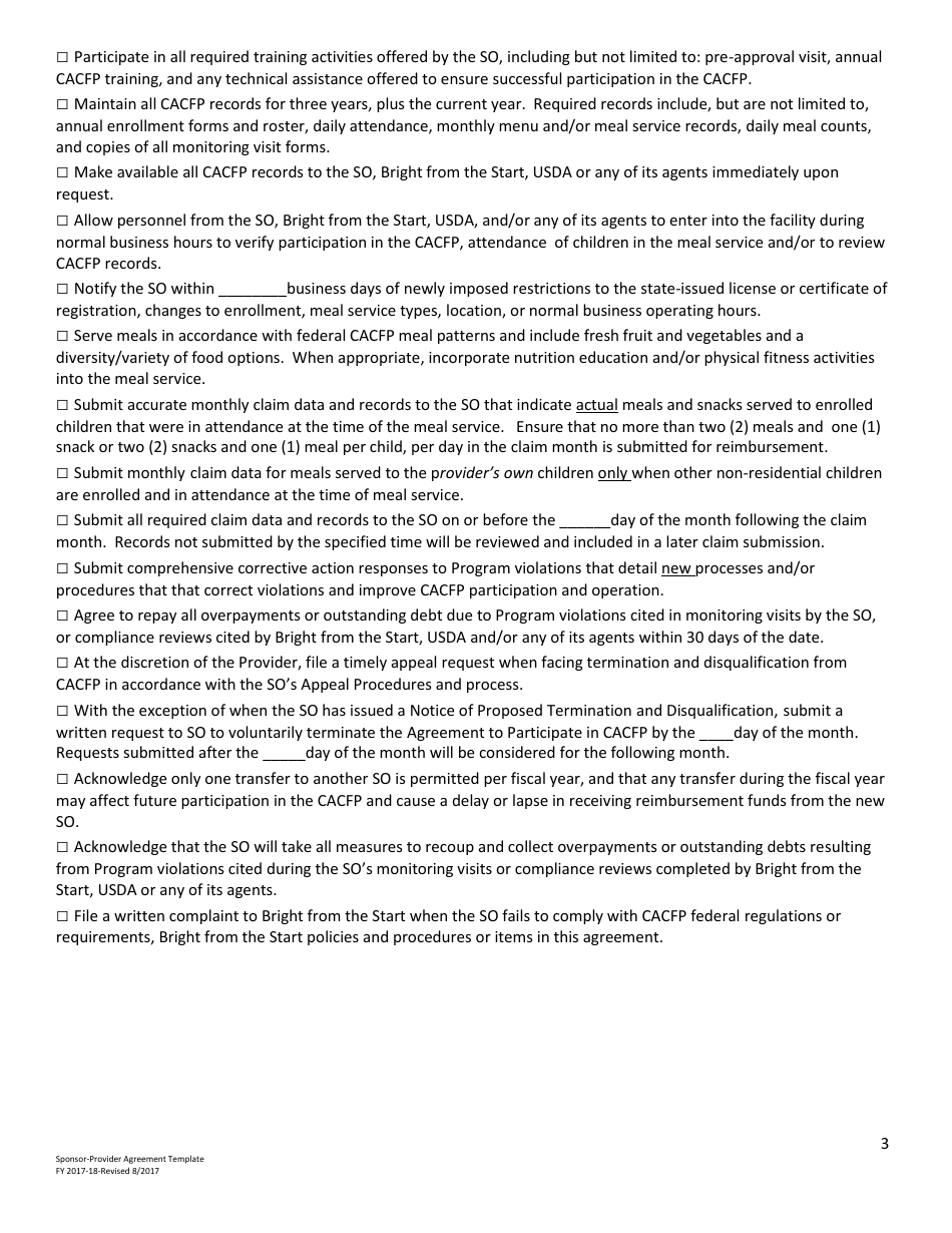 Agreement for Participation in the Child and Adult Care Food Program - Georgia (United States), Page 3
