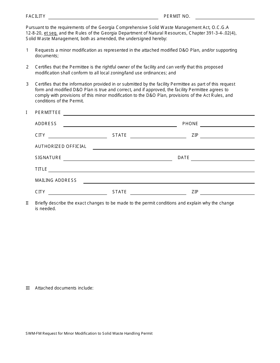 Request for Minor Modification to Solid Waste Handling Permit - Georgia (United States), Page 2