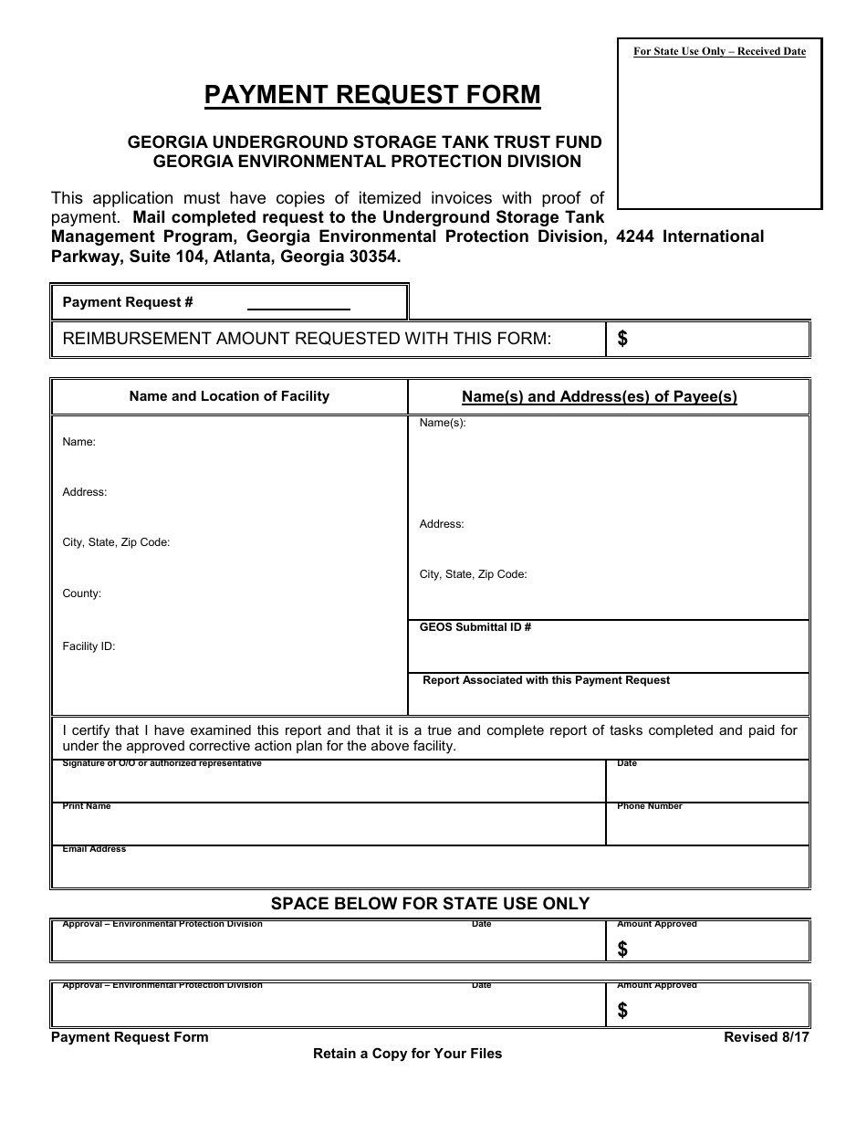 Payment Request Form - Georgia (United States), Page 1