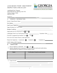 Document preview: Lead-Based Paint Abatement Inspection Checklist - Georgia (United States)