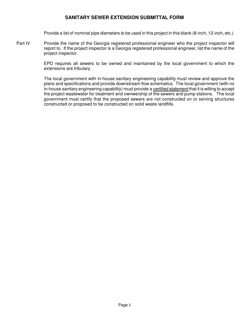 Sanitary Sewer Extension Submittal Form - Georgia (United States), Page 5