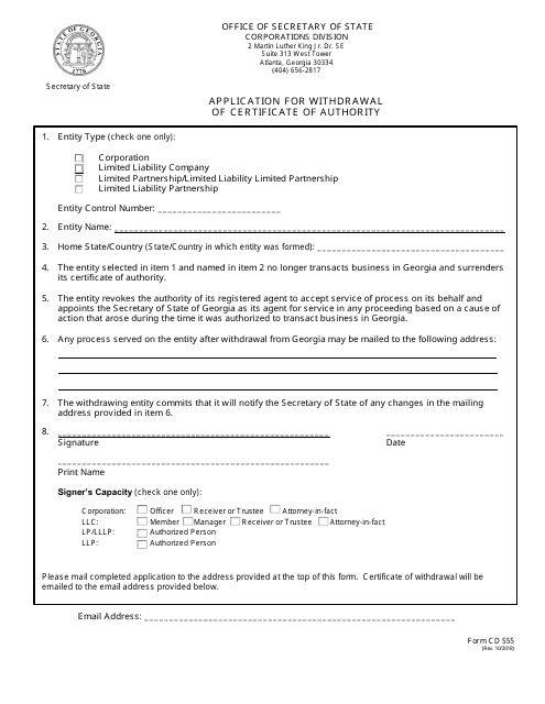 Form Cd555 Fill Out Sign Online And Download Fillable Pdf Georgia