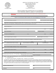 Document preview: Form 2000 Application for Certificate of Authority for Foreign Limited Liability Partnership - Georgia (United States)