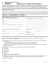Form STAX-1 Application for Sales Tax Exemption - Illinois