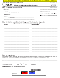 Document preview: Form RC-25 Cigarette Importation Report - Illinois