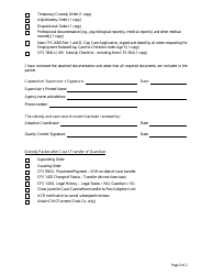 Form CFS1800-T-G Subsidized Guardianship (Kingap) Case Record Checklist - Illinois, Page 2