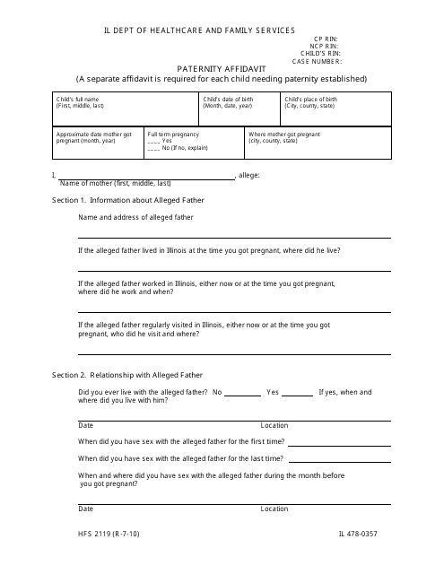 Form HFS2119 (IL478-0357)  Printable Pdf