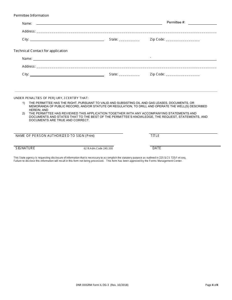 Form OG-3 Permit Application to Drill, Deepen, or Convert to a Class II Injection Well - Illinois, Page 4