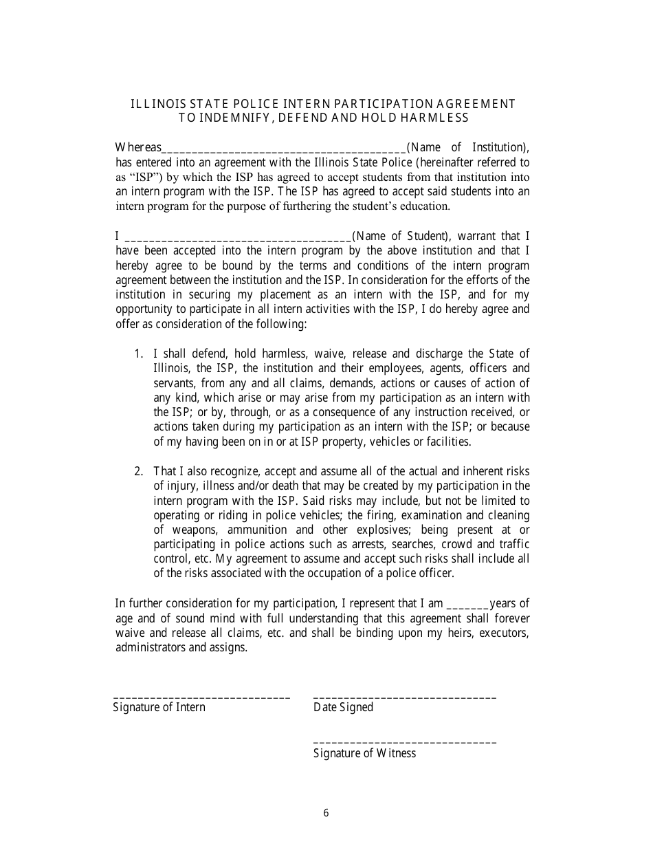 Form ISP1-189 Application for Illinois State Police Internship Application - Illinois, Page 6