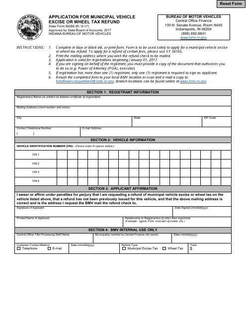 State Form 56288  Printable Pdf