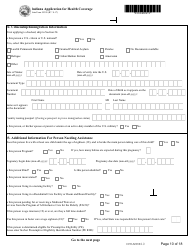 State Form 55390 Indiana Application for Health Coverage - Indiana, Page 10