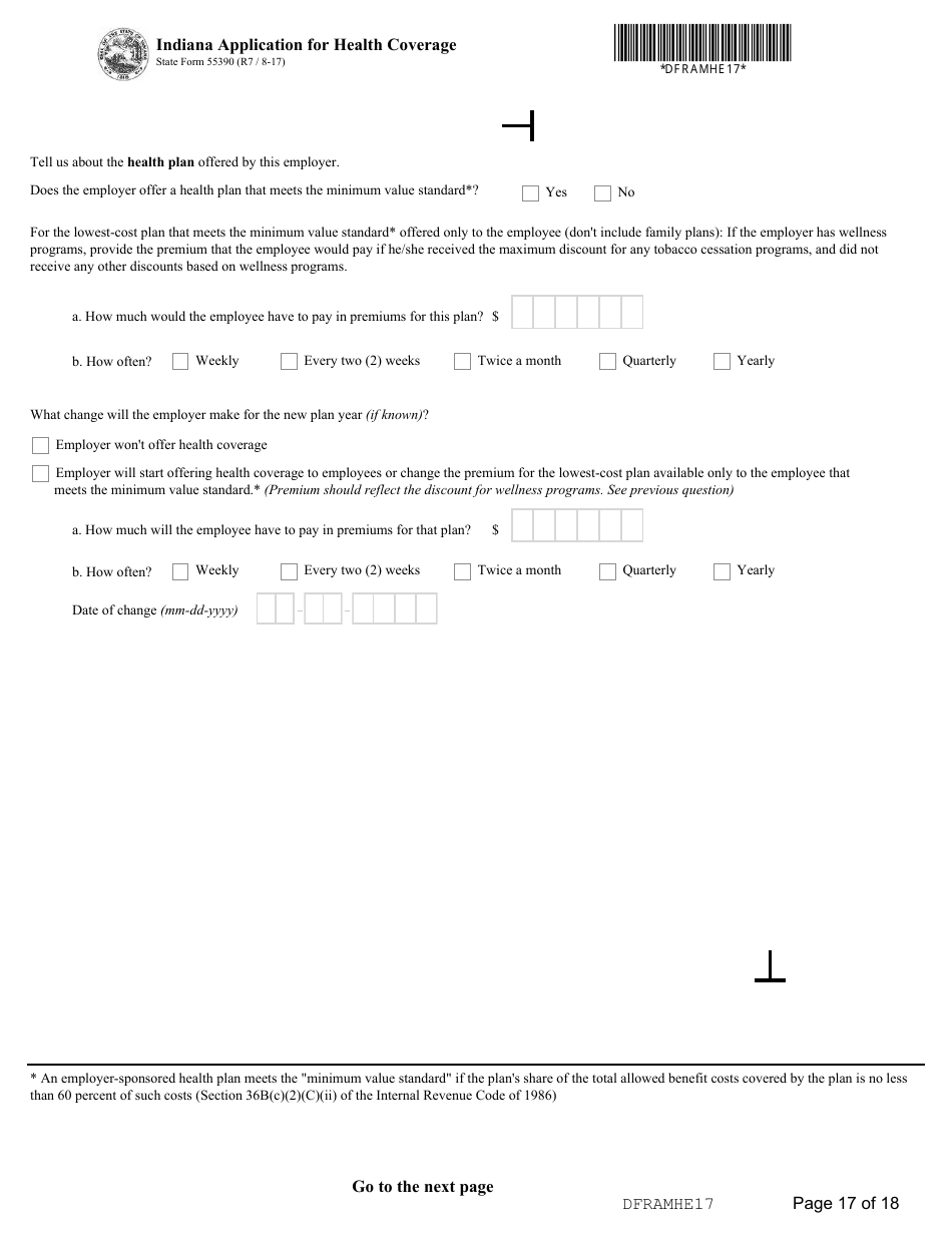 State Form 55390 Indiana Application for Health Coverage - Indiana, Page 17