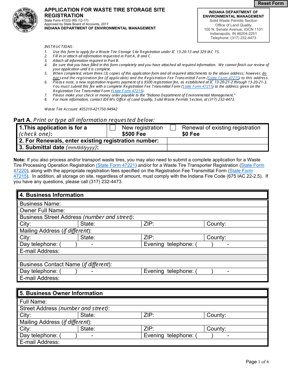 State Form 47222 - Fill Out, Sign Online and Download Fillable PDF ...