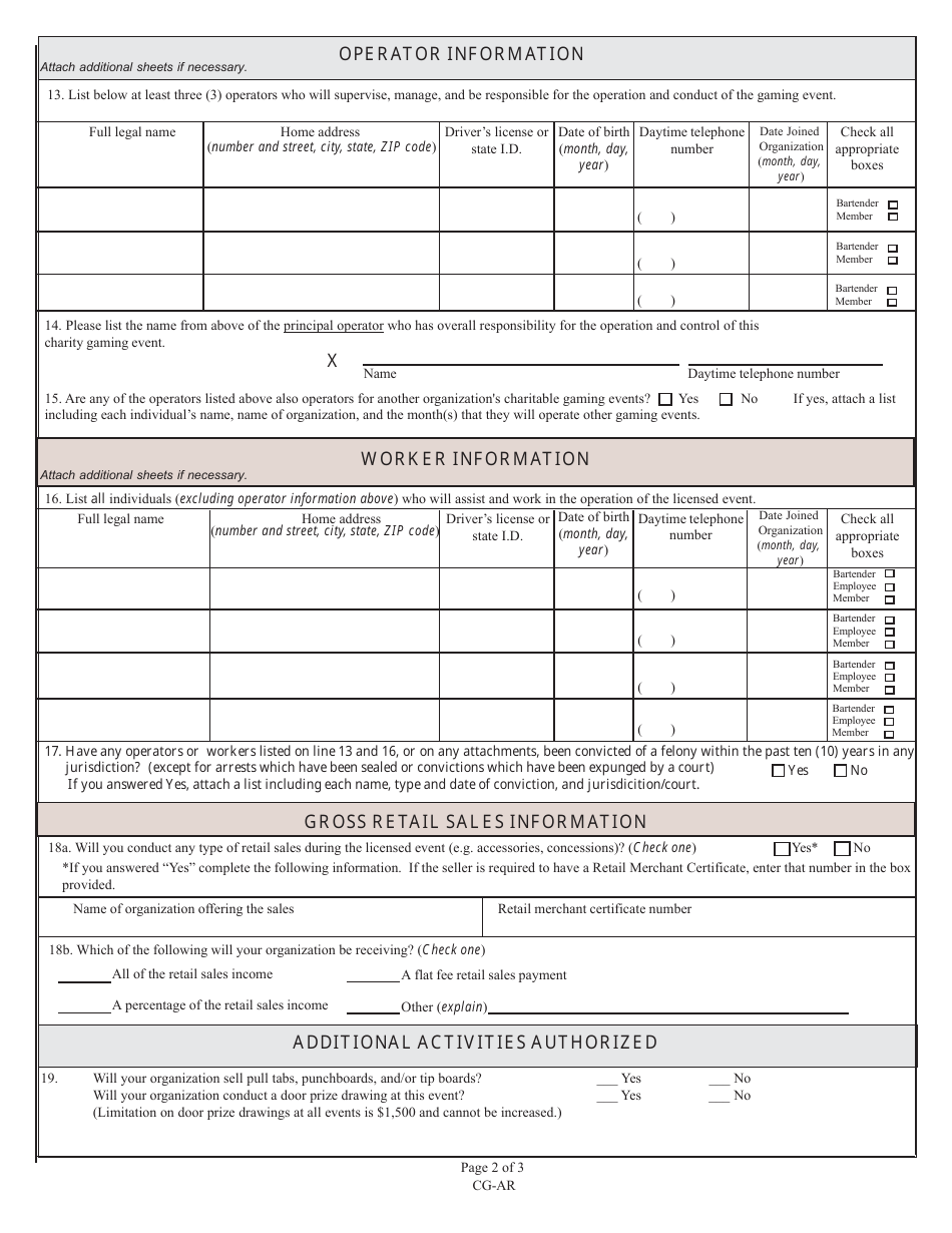 State Form 53635 (CG-AN) Application for Annual Raffle First Time Applicants - Indiana, Page 2