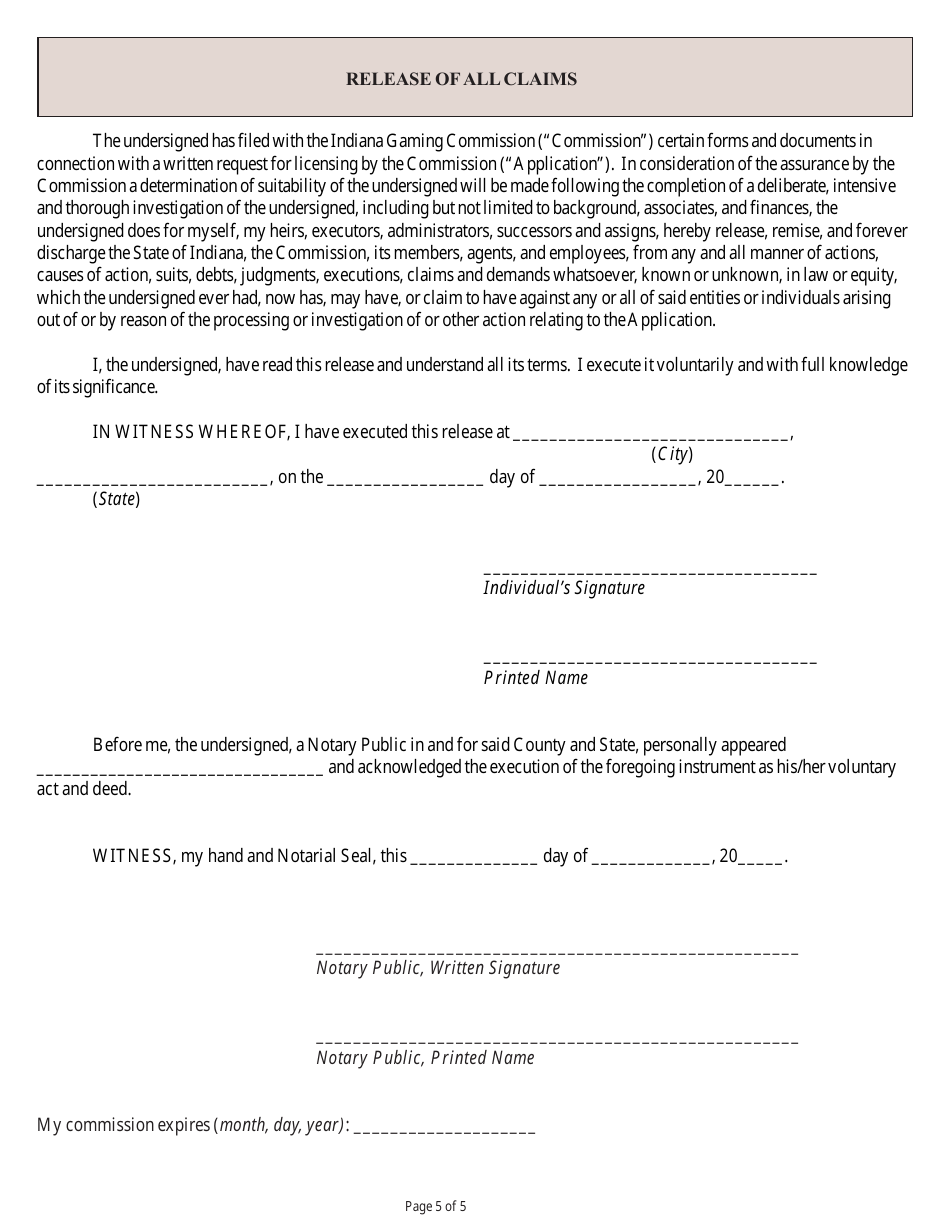 State Form 55732 Application for 3 Years Occupational License Reinvestigation / Renewal - Indiana, Page 5