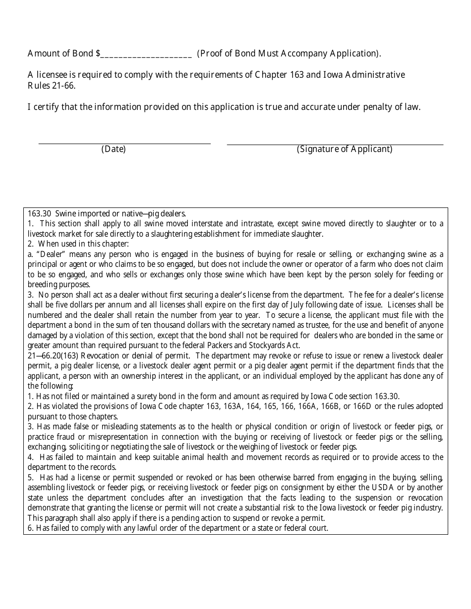 Iowa Application for Feeder Pig Dealer License - Fill Out, Sign Online ...