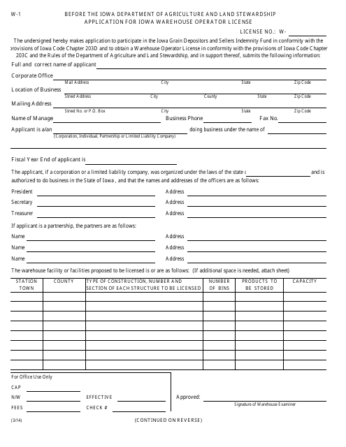 Form W-1  Printable Pdf