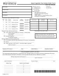 Form 70-044 Iowa Cigarette Tax Stamp Order Form - Iowa