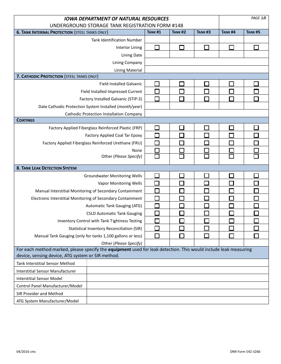 DNR Form 542-3266 (148) Ust Registration Form - Iowa, Page 3