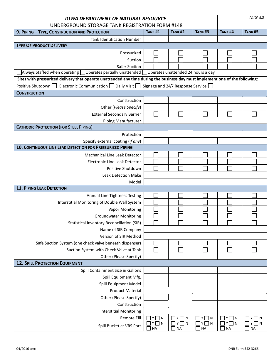 DNR Form 542-3266 (148) Ust Registration Form - Iowa, Page 4