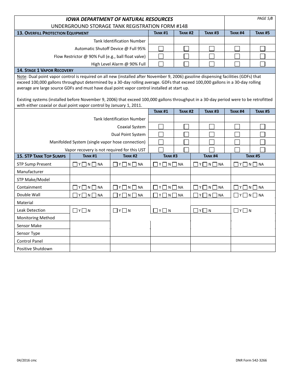 DNR Form 542-3266 (148) Ust Registration Form - Iowa, Page 5