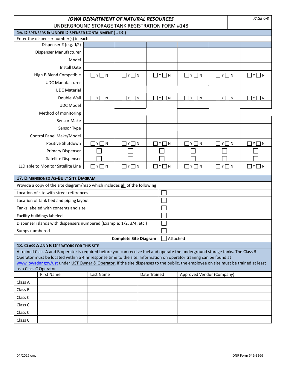 DNR Form 542-3266 (148) Ust Registration Form - Iowa, Page 6
