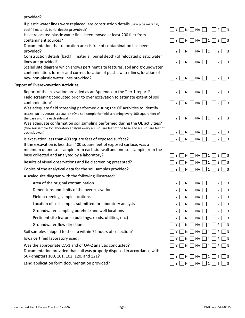 DNR Form 542-0615 Tier 1 Accuracy Review Checklist - Iowa, Page 6